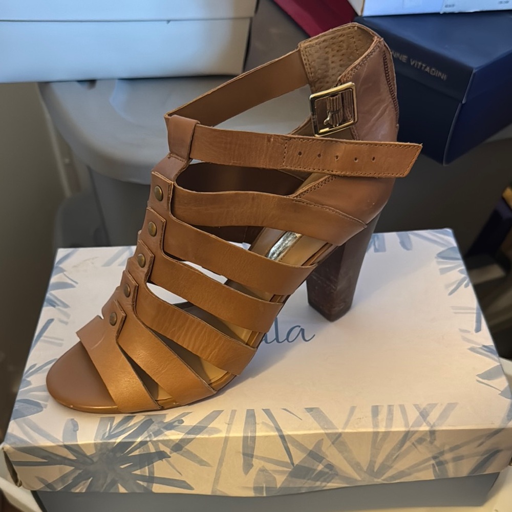 Abella Tan Strappy Heels Gladiator Sandals